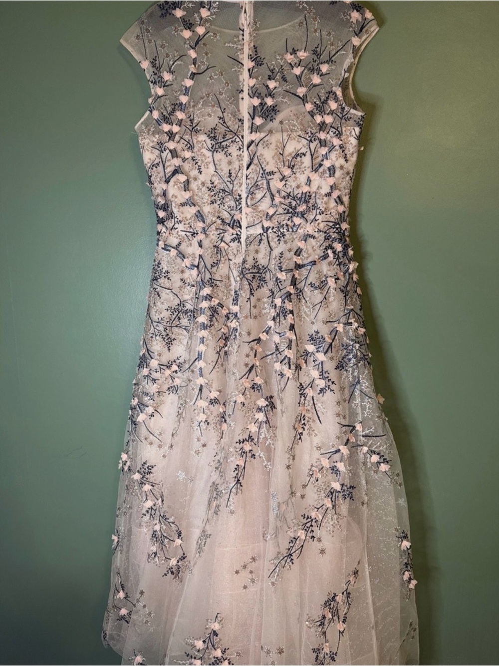 Teri Jon Rickie Freeman Pink Bridal Tulle Embroidered Gown Black Tie 6 Altered - Picture 6 of 10